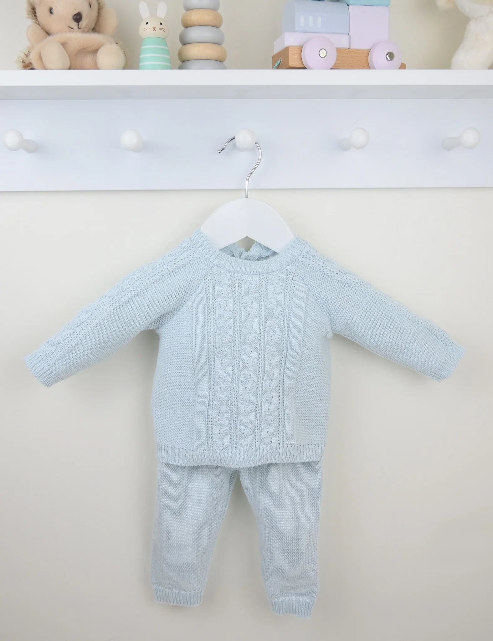 Knitted baby boy trouser and top set