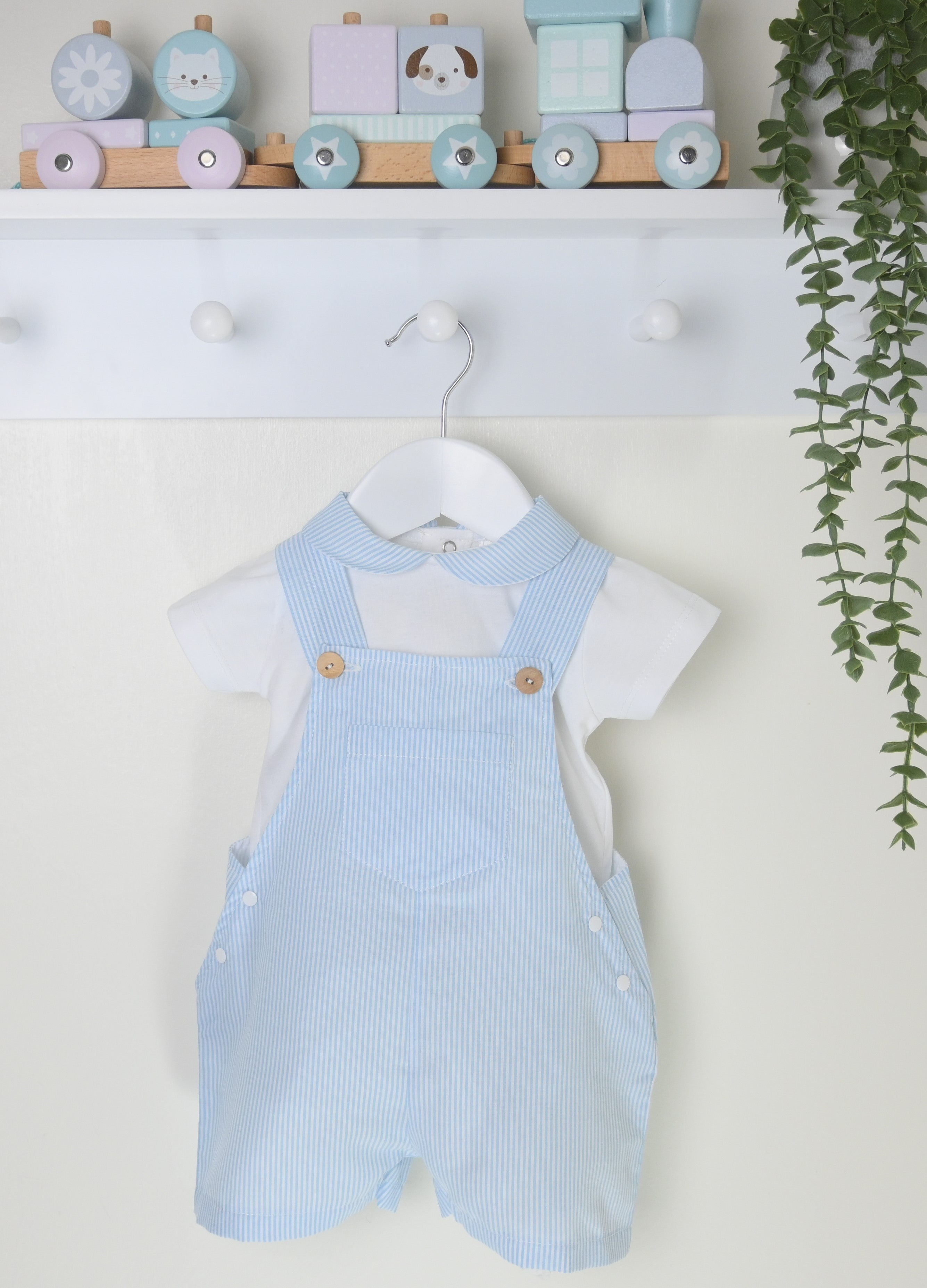 Pex "Ollie" Pinstripe Dungaree & Collar Set