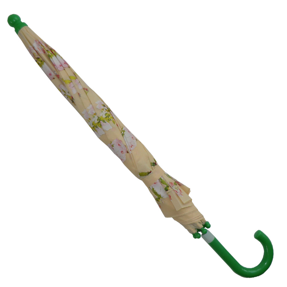 Garden Fairy Print Umbrella closed showing green handle