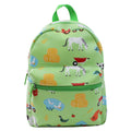 Farmyard Print Backpack on white background showing all-over farmyard animal print