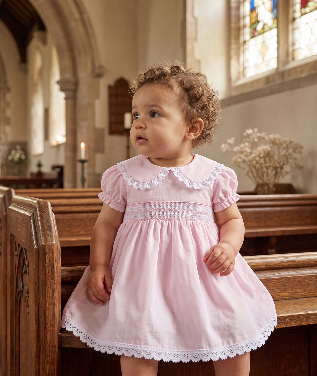 "Paloma" Smocked Lace Baby Dress