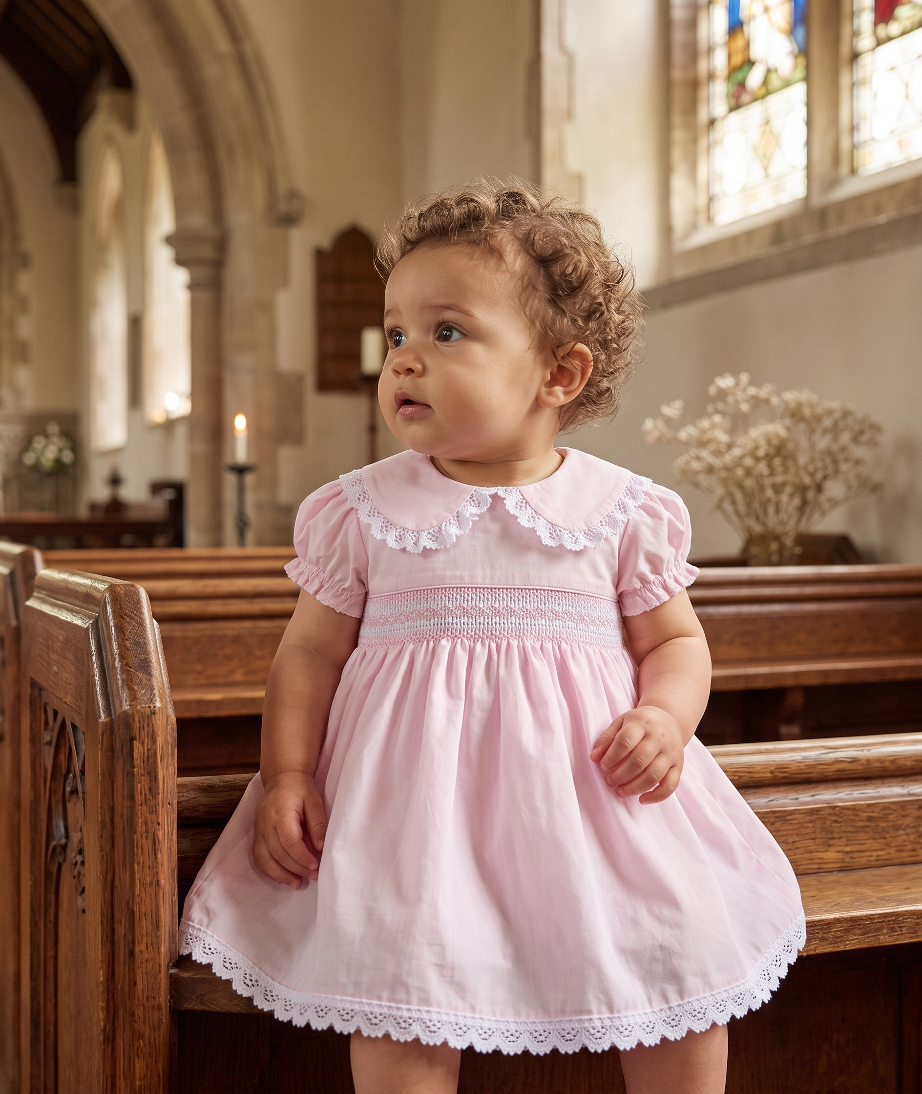 "Paloma" Smocked Lace Baby Dress