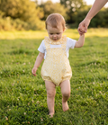 Floral Dungaree & Ruffle Collar Romper Set